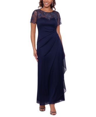 XSCAPE Beaded Mesh Gown - Macy's