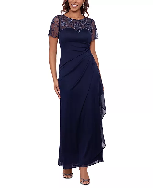 beaded mesh gown