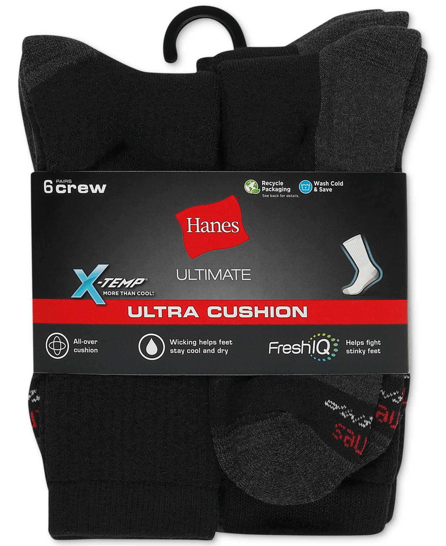 Носки Cushion для мужчин, средней высоты — Hanes, цвет: Чёрный — фото 3