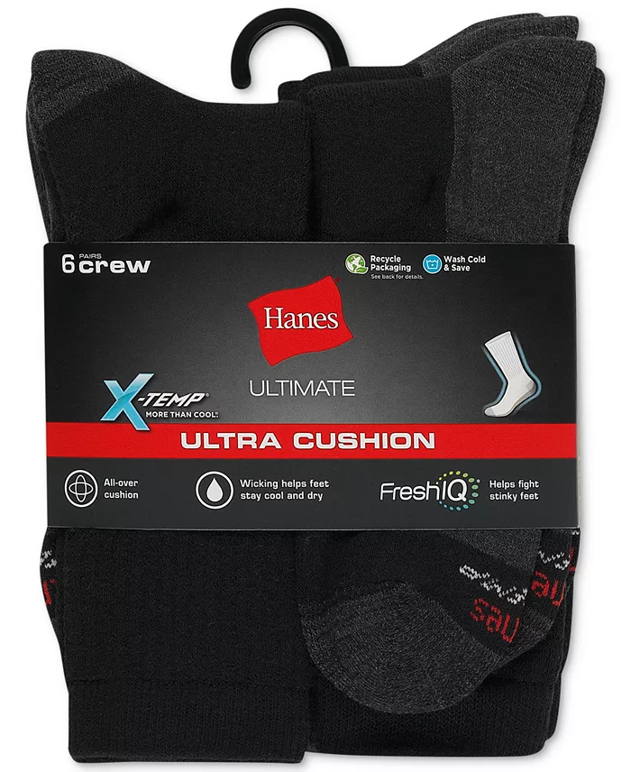 Men's 6-Pk. Ultimate Xtemp Ultra Cushion Crew Socks - thumbnail 5