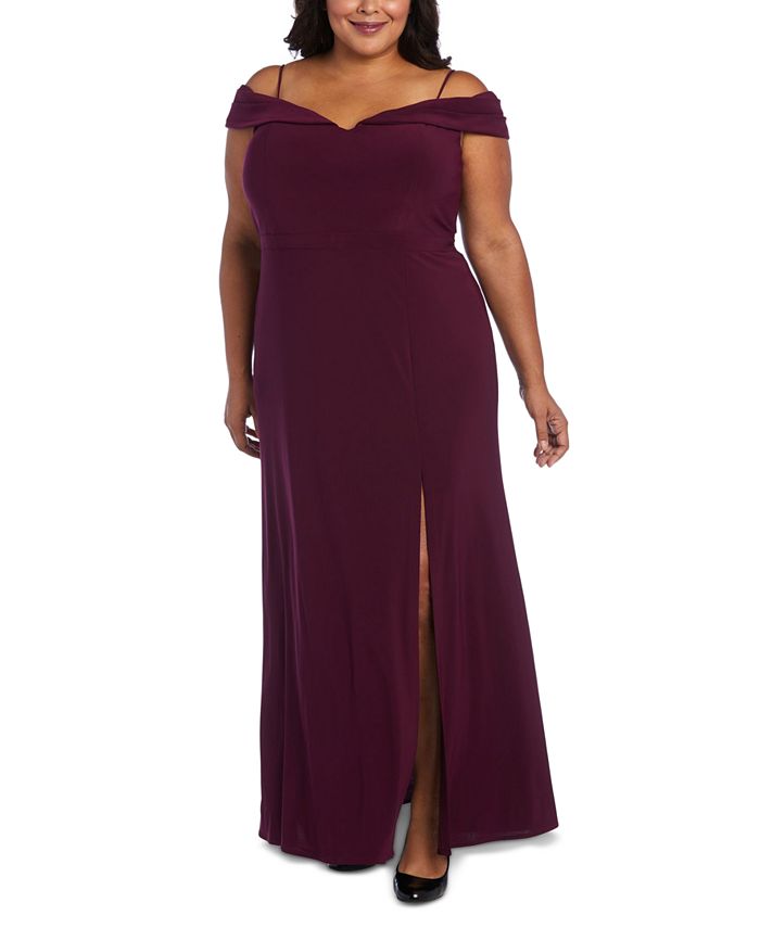 Morgan & Company Trendy Plus Size Off-The-Shoulder Gown - Macy's