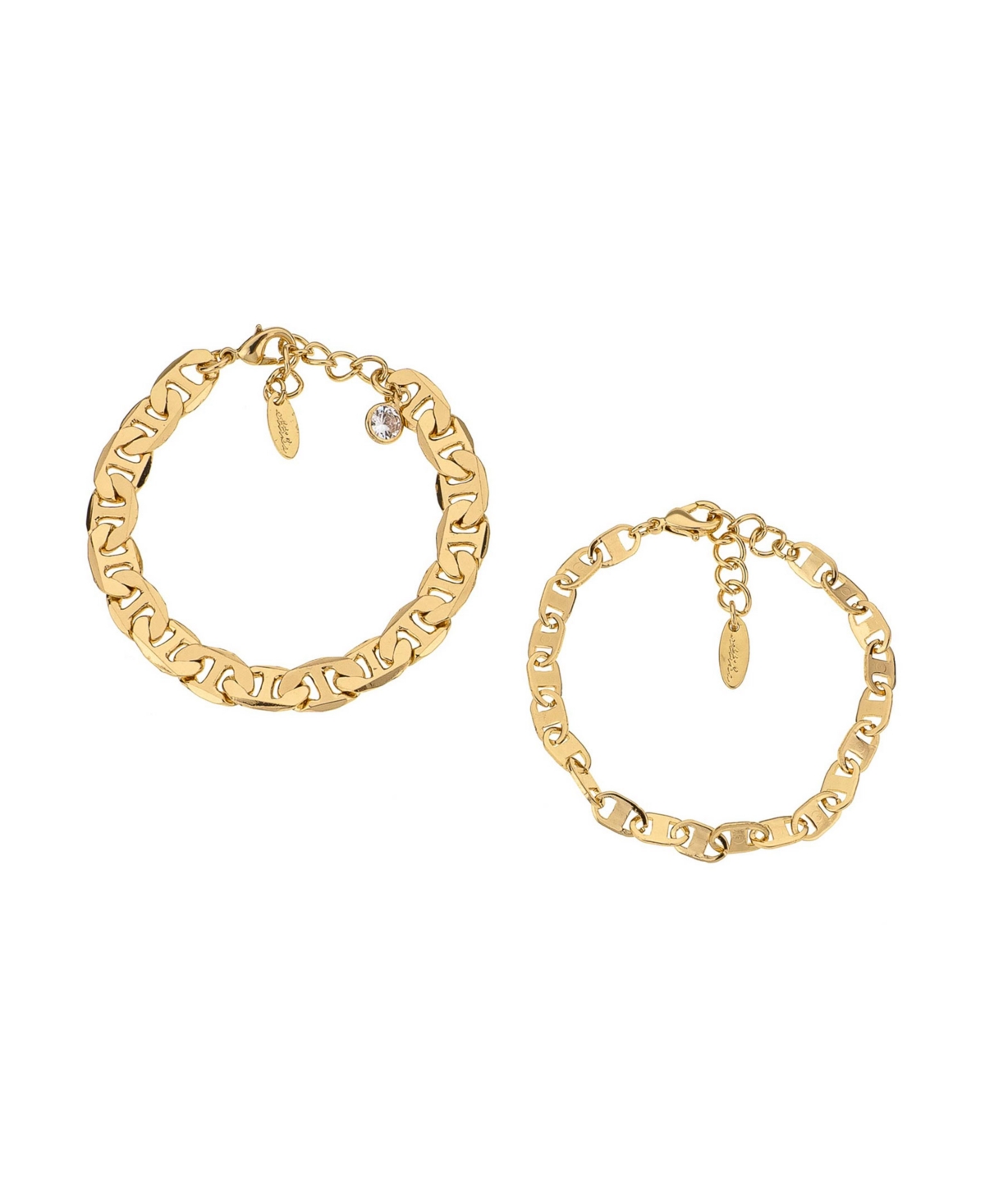 18K Gold Plated Simple Flat Chain Bracelet - Gold-Tone