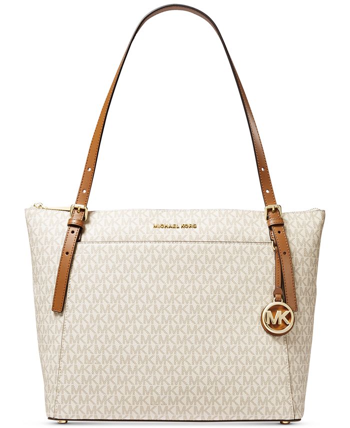 MICHAEL MICHAEL KORS Voyager Large Saffiano Leather Tote Bag Optic White NWT