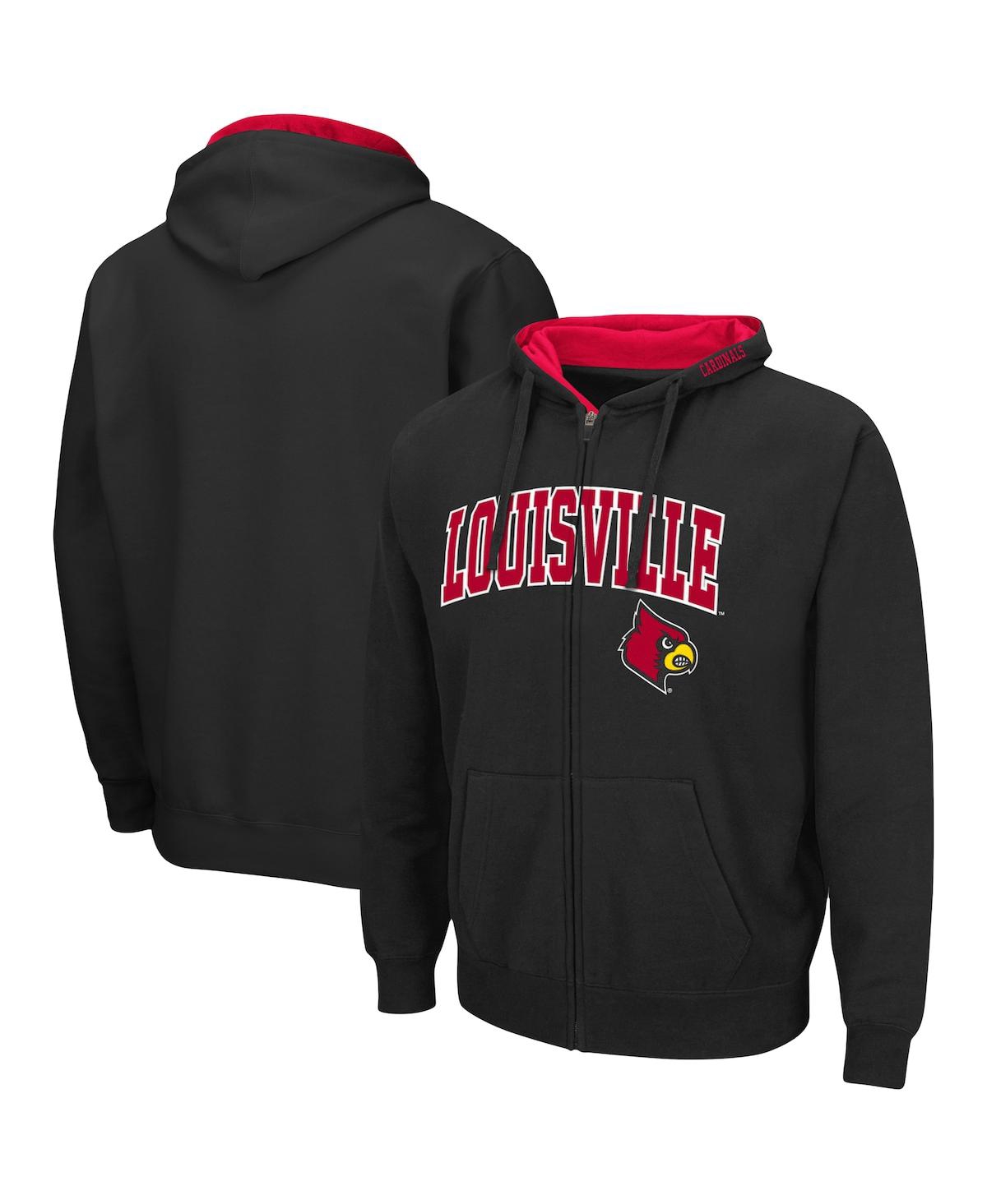 Colosseum Men's  Black Louisville Cardinals Arch And Logo 3.0 Full-zip Hoodie In Black