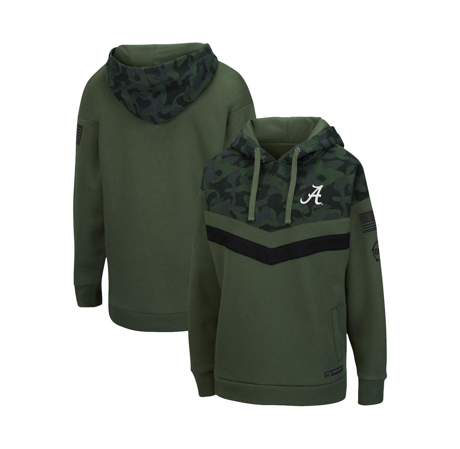 Women's Olive, Camo Alabama Crimson Tide OHT Military-Inspired Appreciation Extraction Chevron Pullover Hoodie