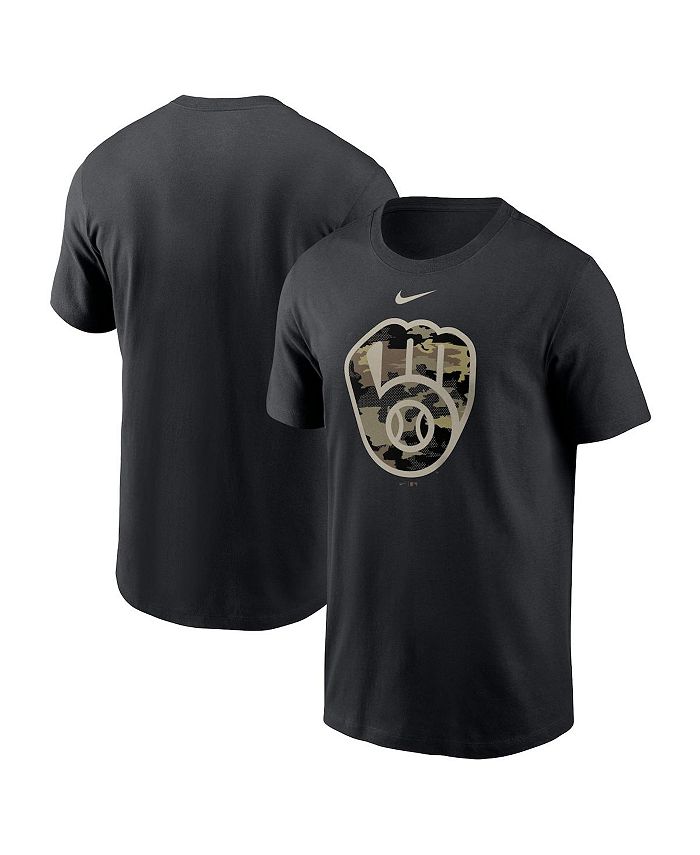 Nike Men's Black Milwaukee Brewers Team Camo Logo T-shirt - Macy's