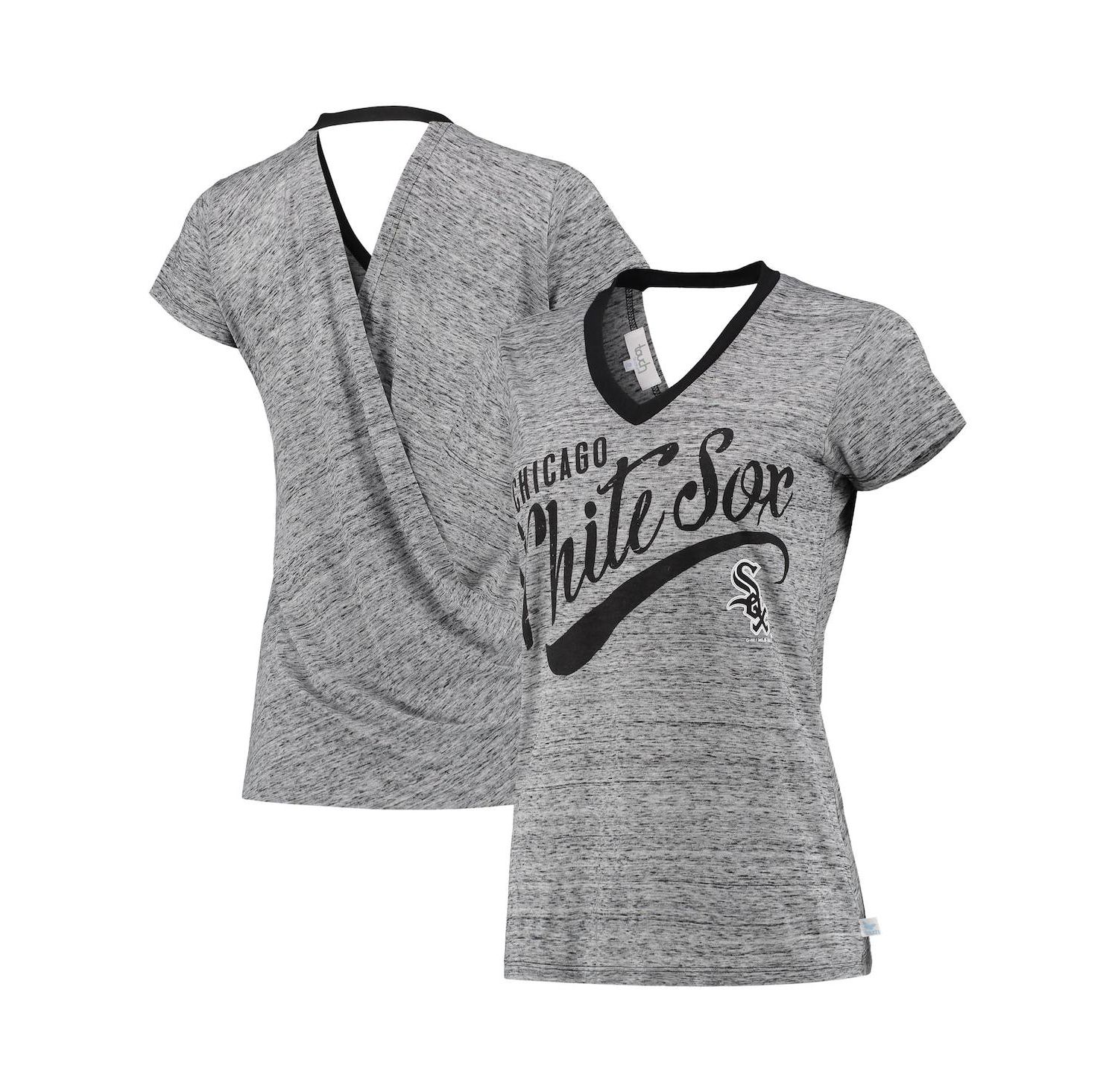 Women's Black Chicago White Sox Hail Mary V-Neck Back Wrap T-shirt