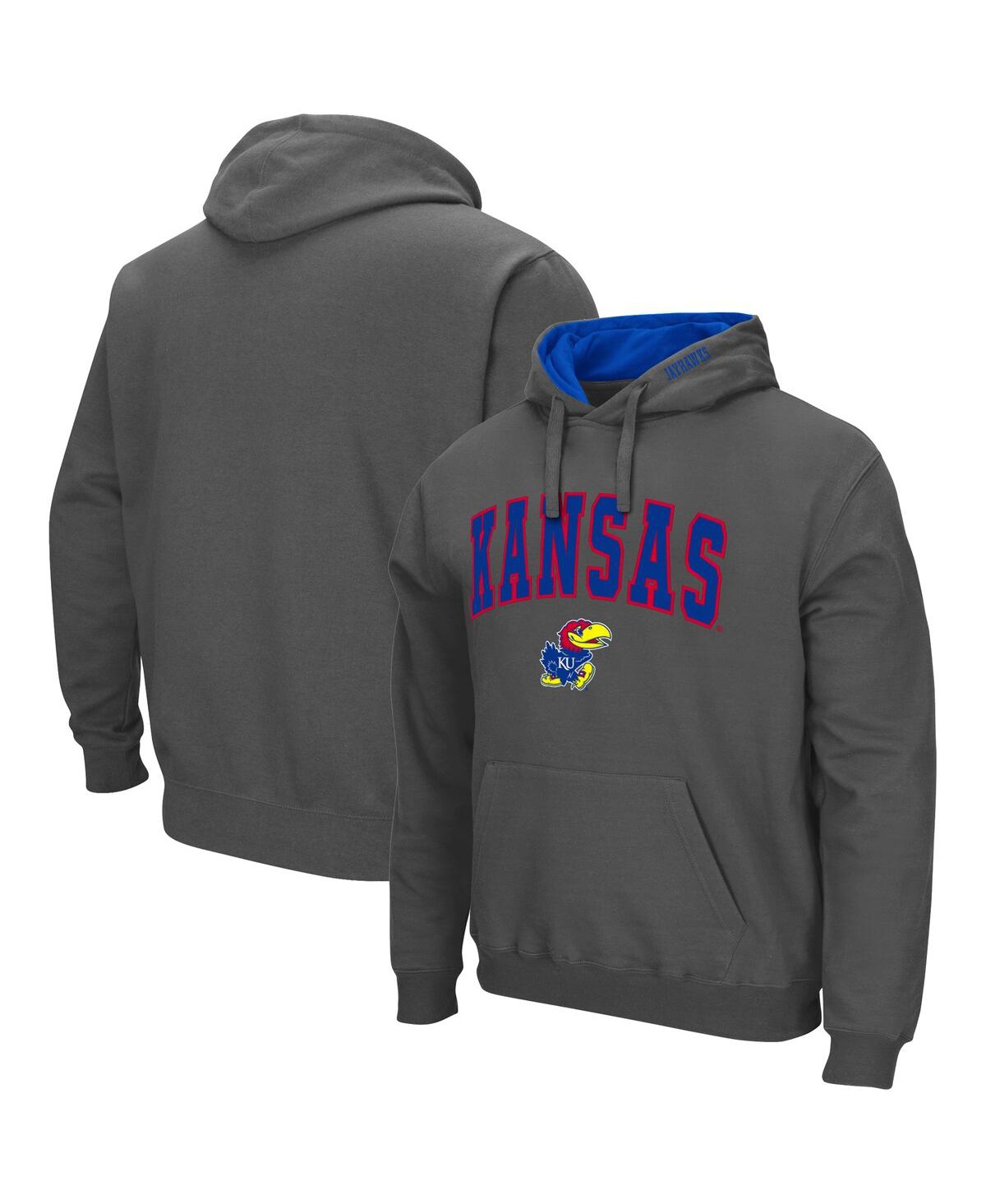Colosseum Men's  Charcoal Kansas Jayhawks Arch And Logo 3.0 Pullover Hoodie In Charcoal
