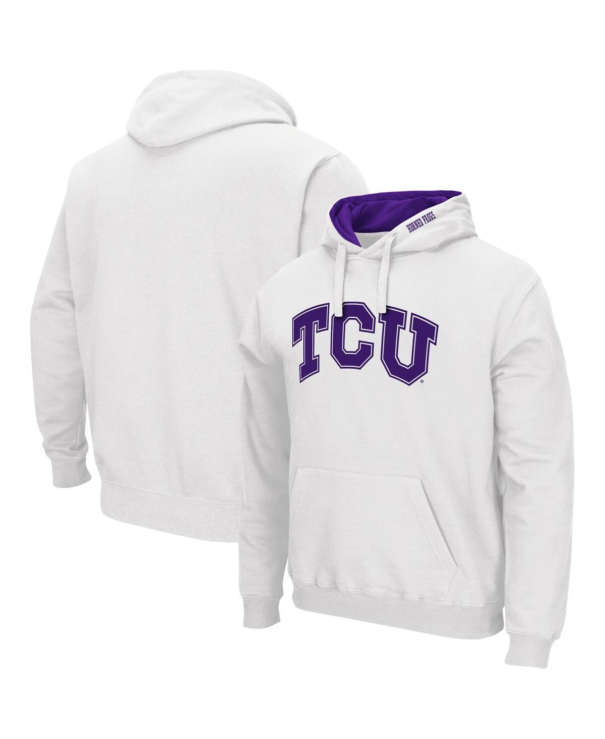 Shop Colosseum Men's  White Tcu Horned Frogs Arch And Logo 3.0 Pullover Hoodie