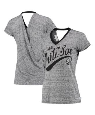 Women's Black Chicago White Sox Hail Mary V-Neck Back Wrap T-shirt