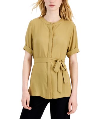 Alfani - Short Sleeve Tie Waist Top