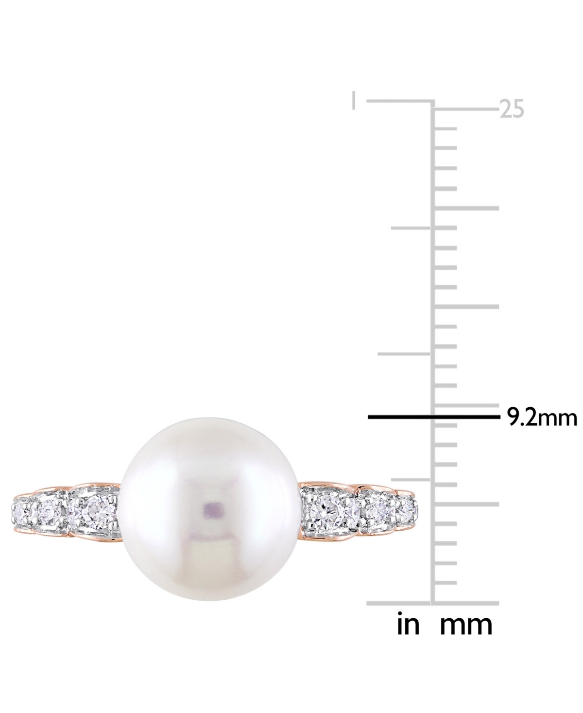 Cultured Freshwater Pearl (9mm) & Diamond (1/8 ct. t.w.) Ring in 10k- Rose Gold