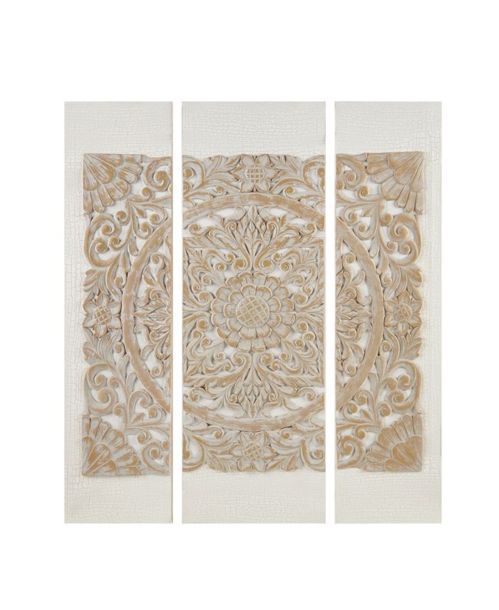 Madison Park Natural Mandala 3D Embellished Canvas Set, 3 Piece Macy's