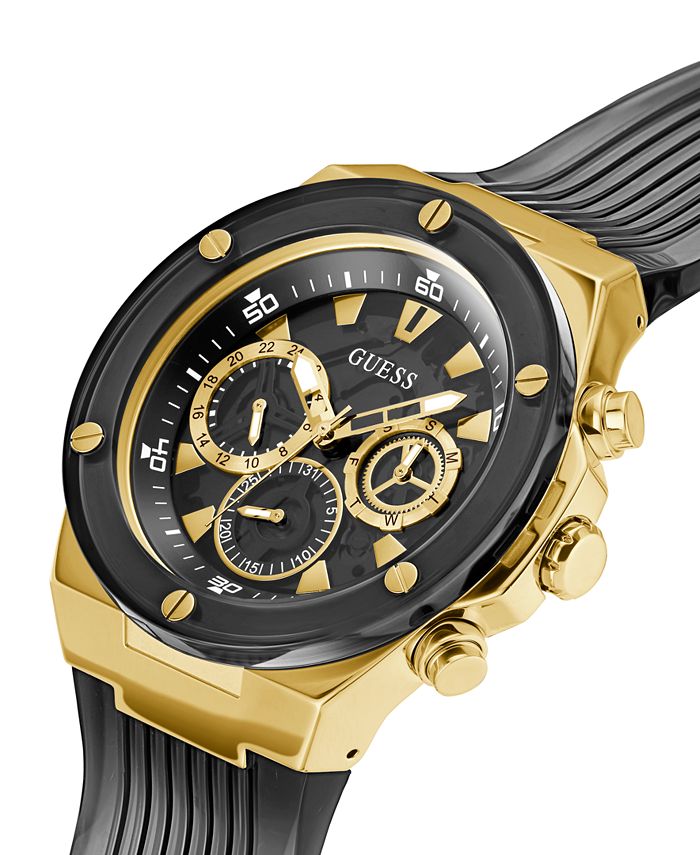 Guess Odyssey Quartz Black Dial Black Silicone Strap Watch For Men - W1108G3