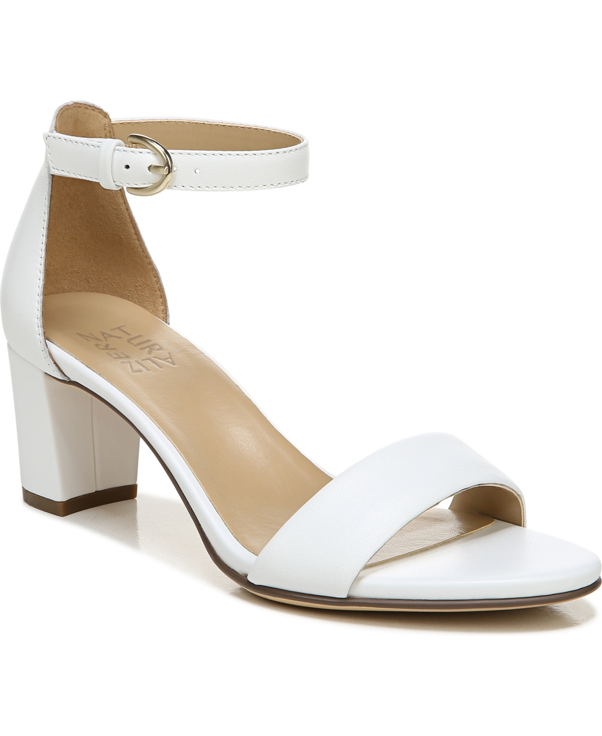 Naturalizer Vera Womens Buckle Ankle Strap Heel Sandals In White