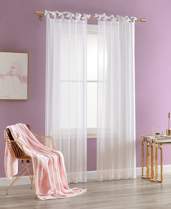 Betsey Johnson CLOSEOUT! Solid Sheer 2 Piece Tie Top Drapes Set, 74" x