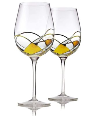 Bezrat Wine Glasses With Mosaic Design, Set Of 2 - Macy's