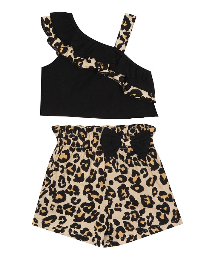 Rare Editions Baby Girls Knit One Shoulder Top with Printed
