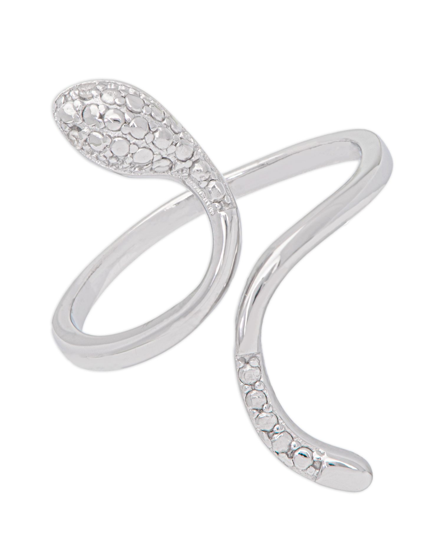 Diamond Accent Snake Ring in Fine Silver Plate