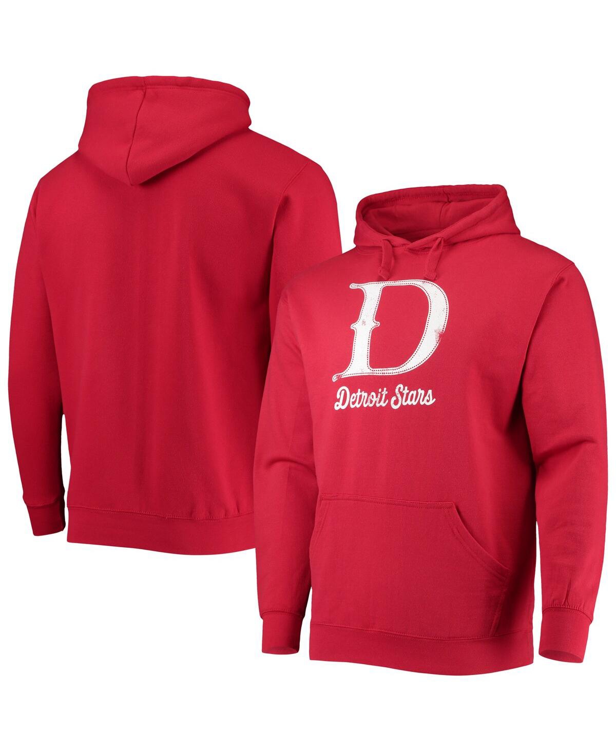 Shop Stitches Men's  Red Detroit Stars Negro League Logo Pullover Hoodie