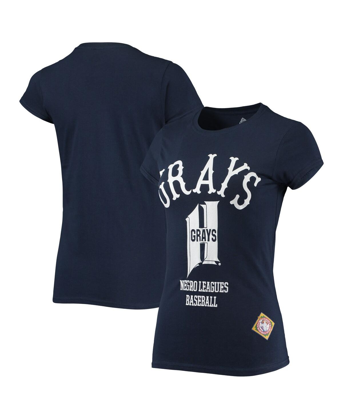 Shop Stitches Women's  Navy Homestead Grays Negro League Logo T-shirt