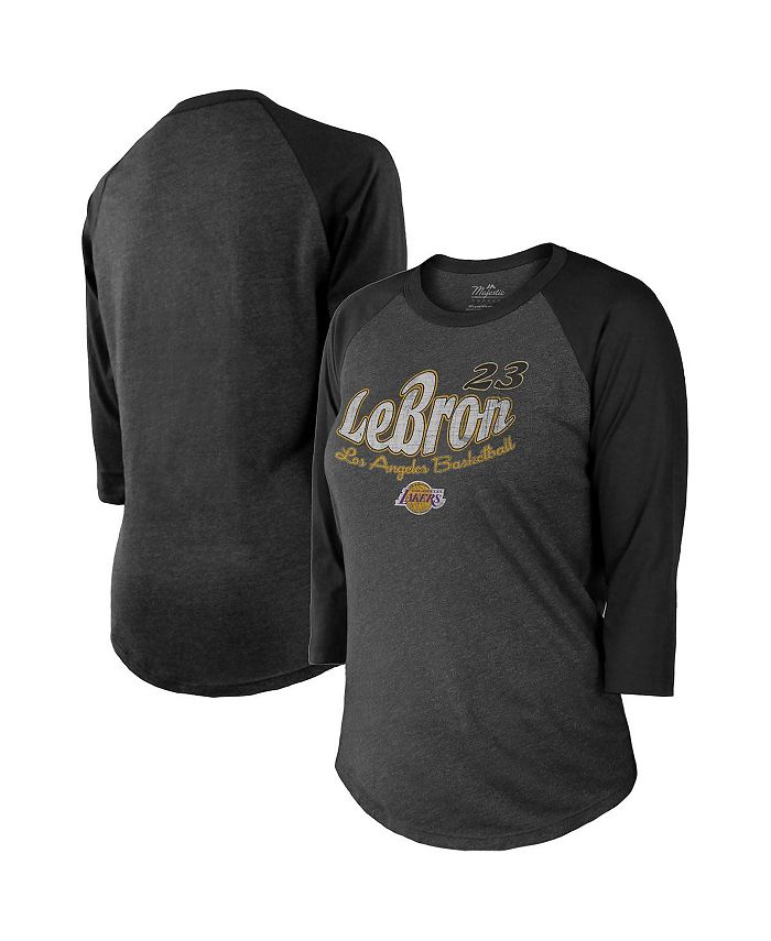 Los Angeles Lakers Majestic Threads Women's Lebron Graphic 3/4-Sleeve  Tri-Blend Raglan T-Shirt 