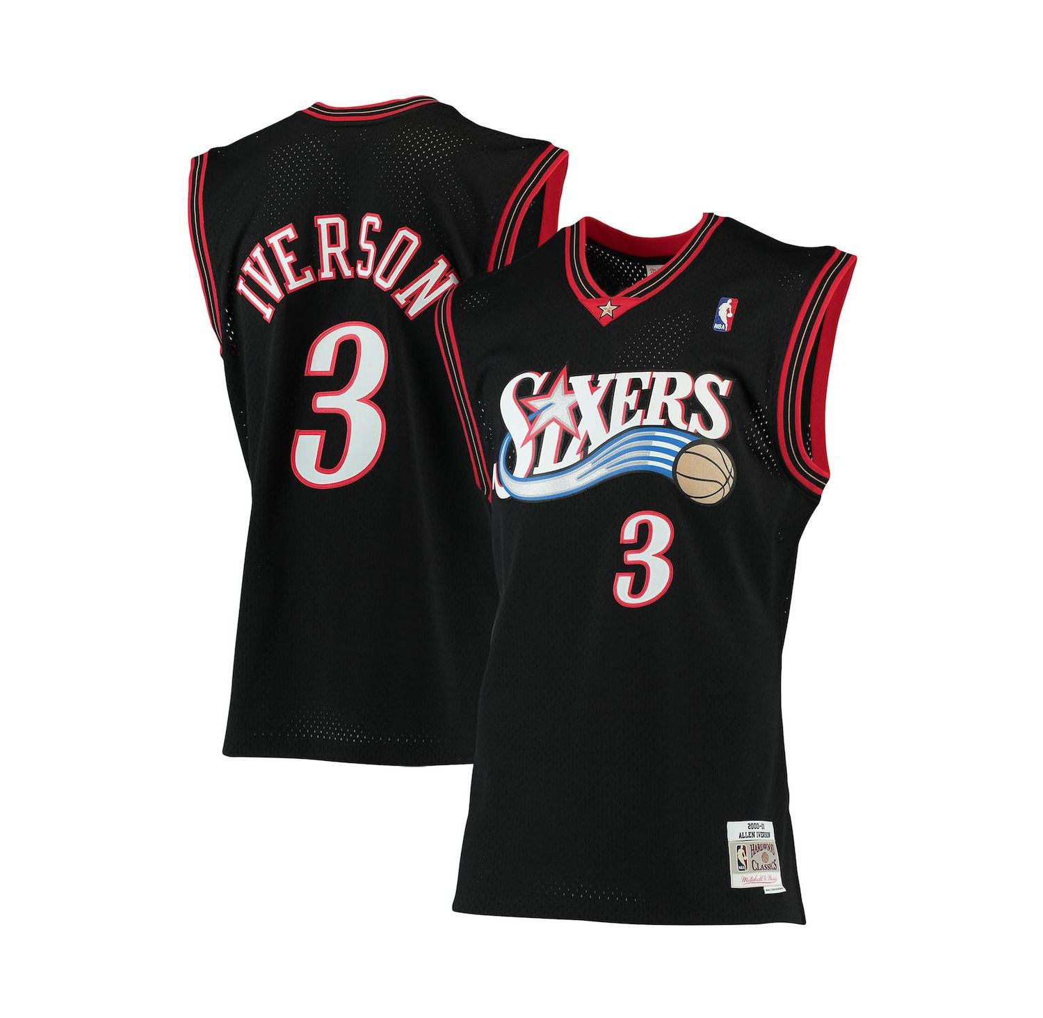 Men's Allen Iverson Black Philadelphia 76ers Big and Tall Hardwood Classics Jersey