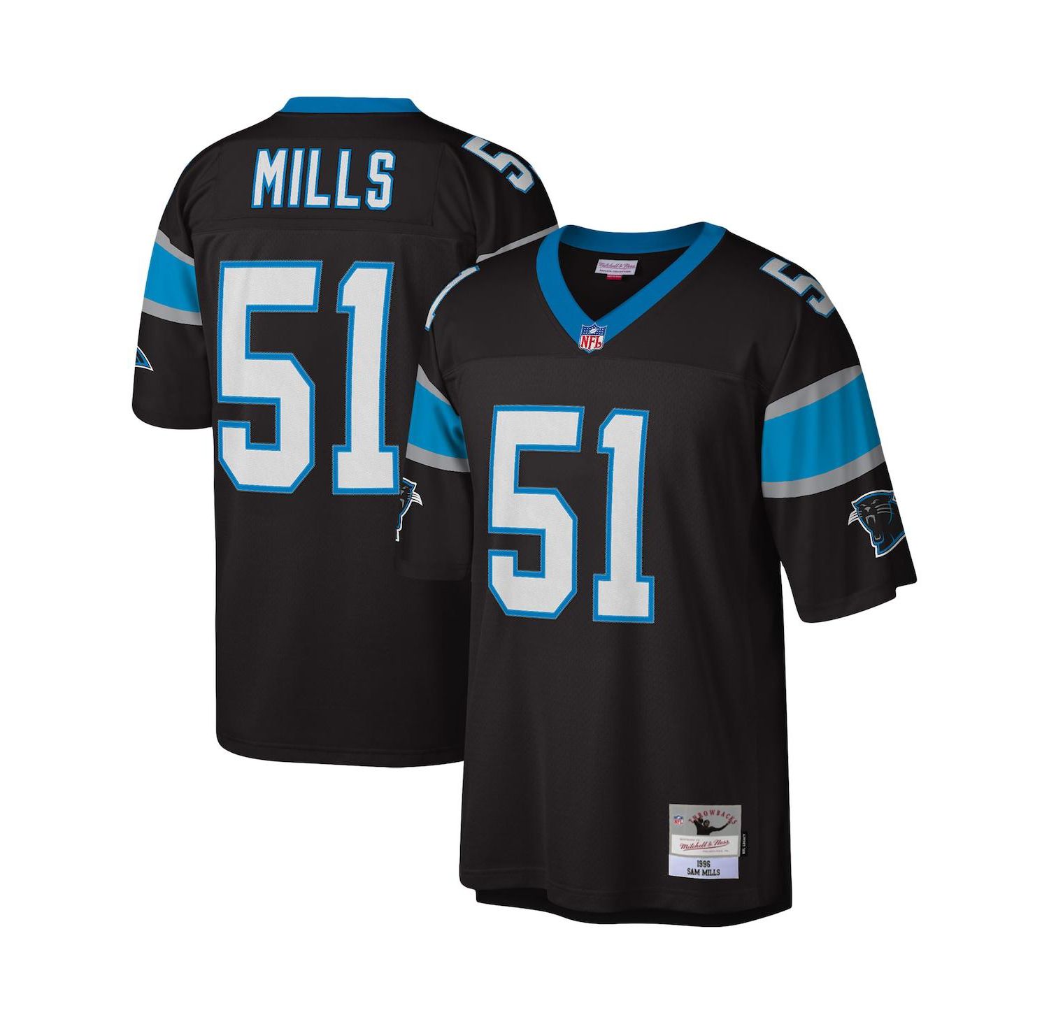 Men's Sam Mills Black Carolina Panthers Legacy Replica Jersey