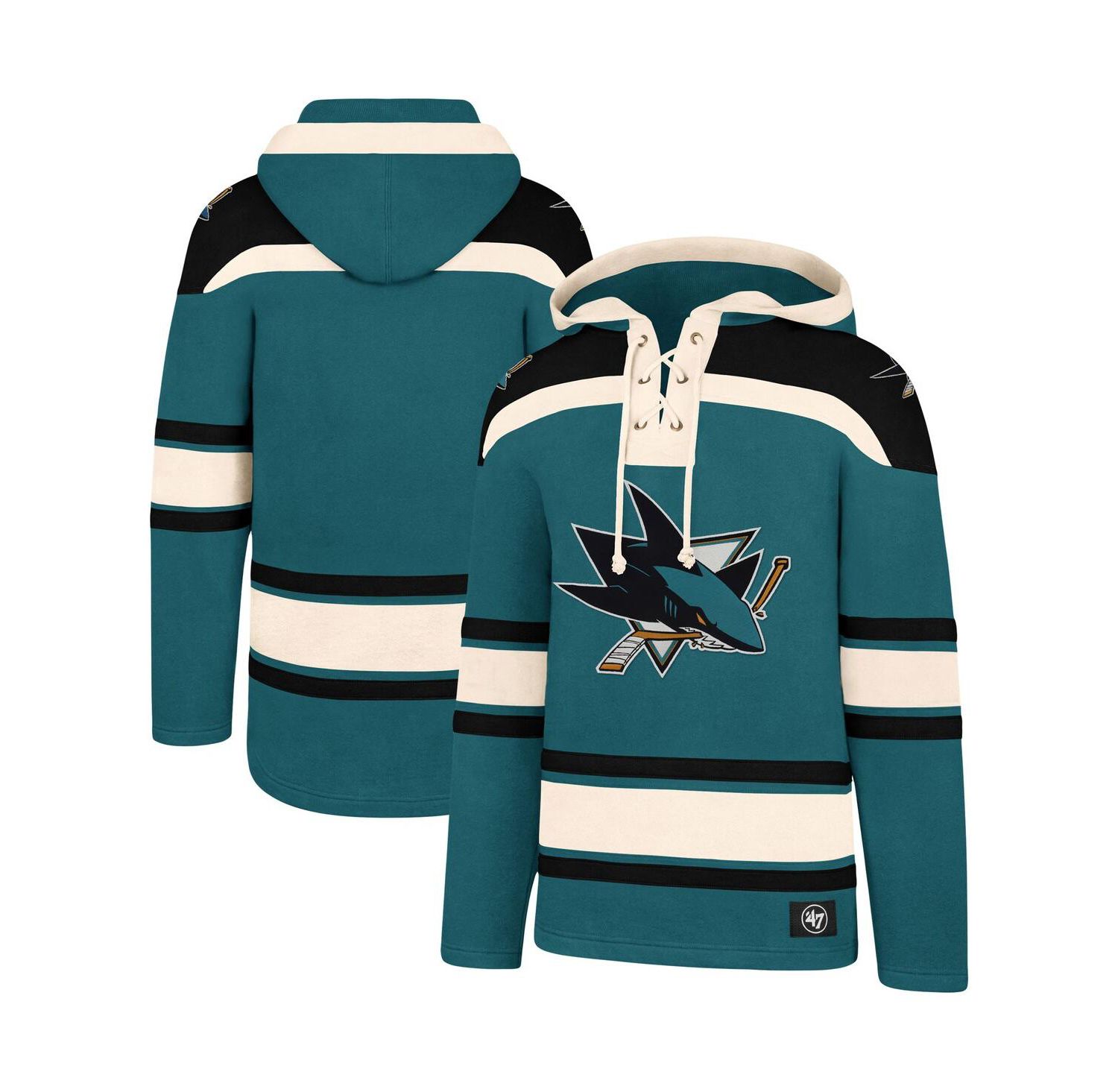 Men's Teal, Black San Jose Sharks Superior Lacer Pullover Hoodie