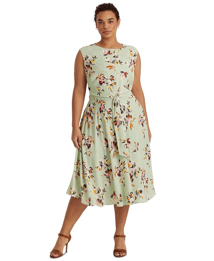 Lauren Ralph Lauren Plus-Size Floral Bubble Crepe Dress & Reviews - Dresses  - Plus Sizes - Macy's
