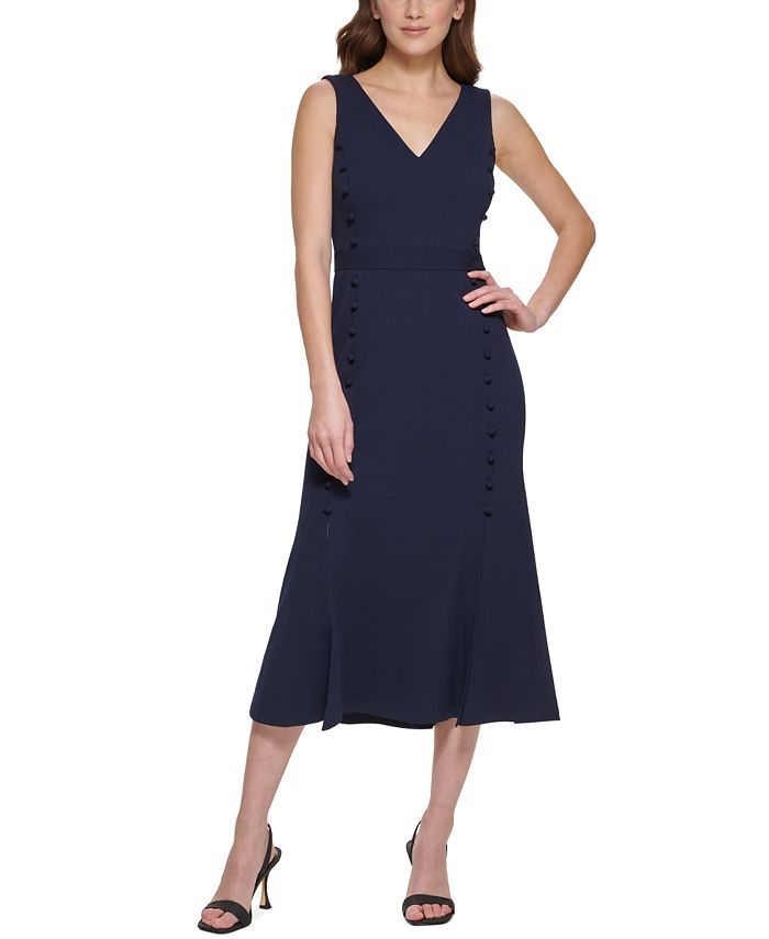 Calvin Klein Button-Trim Midi Dress & Reviews - Dresses - Women - Macy's