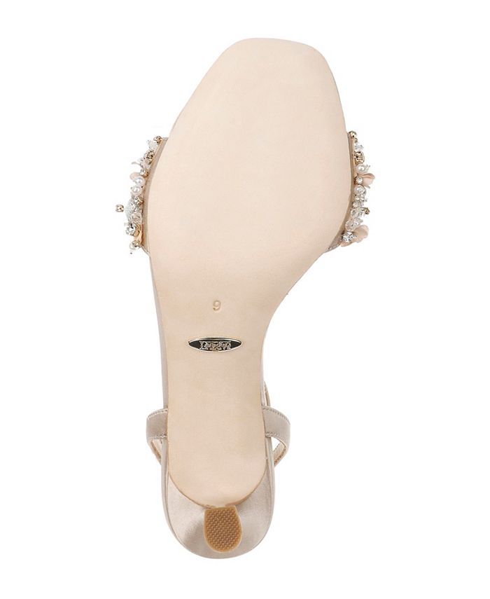 Badgley Mischka Women's Telissa Embellished Two-Piece Dress Sandals - Silver Metallic Textile Size 7