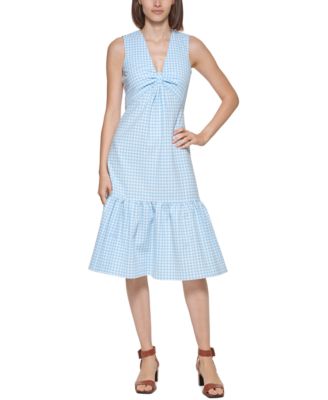 calvin klein blue gingham dress