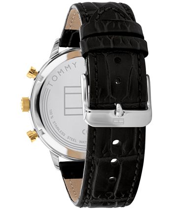 Tommy hilfiger watch deals black leather strap