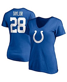 Women's Branded Jonathan Taylor Royal Indianapolis Colts Player Icon Name Number V-Neck T-shirt