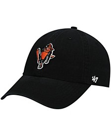 Men's '47 Black Baltimore Orioles Logo Cooperstown Collection Clean Up Adjustable Hat