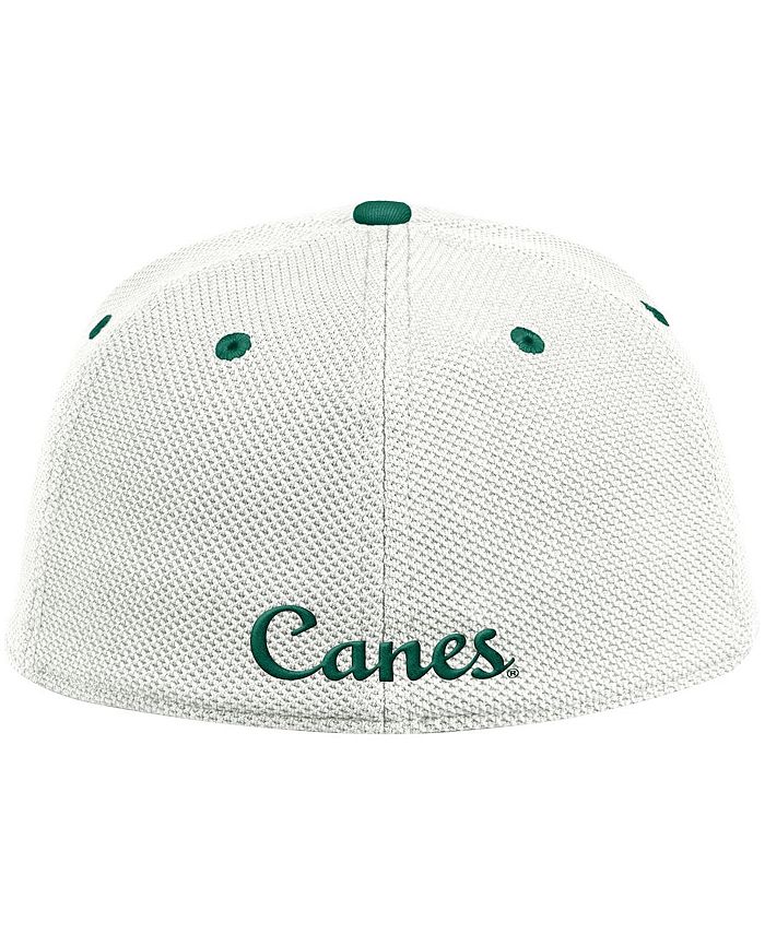 adidas Men's Cream, Green Miami Hurricanes On-Field Baseball Fitted Hat ...