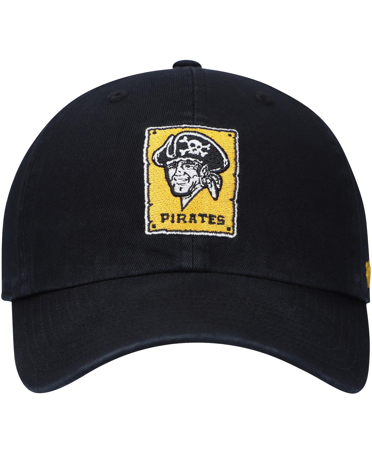 Men's '47Pittsburgh Pirates Logo Cooperstown Collection Clean Up Adjustable Hat - Black