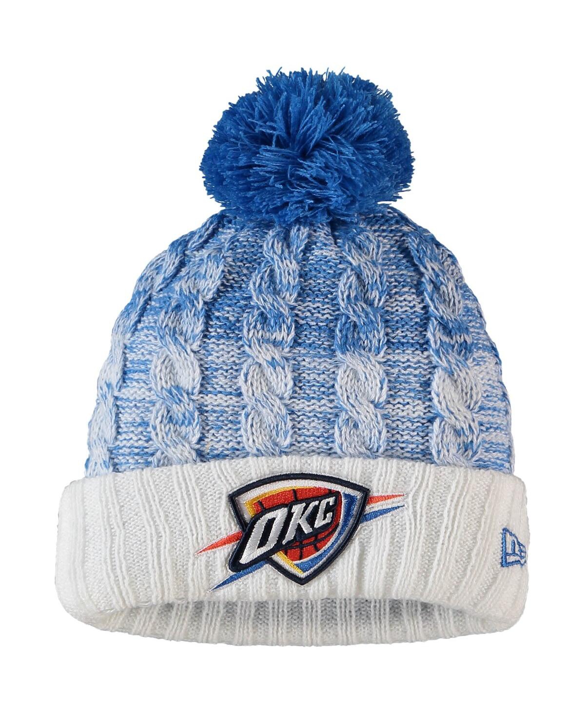 New Era Kids' Big Girls  Blue Oklahoma City Thunder Fade Cuffed Knit Hat With Pom