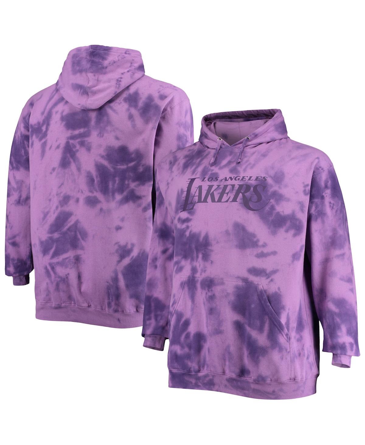 Shop Fanatics Men's  Purple Los Angeles Lakers Big And Tall Wordmark Cloud-dye Pullover Hoodie
