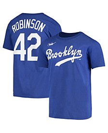 Youth Boys Jackie Robinson Royal Brooklyn Dodgers Cooperstown Collection Player Name and Number T-shirt