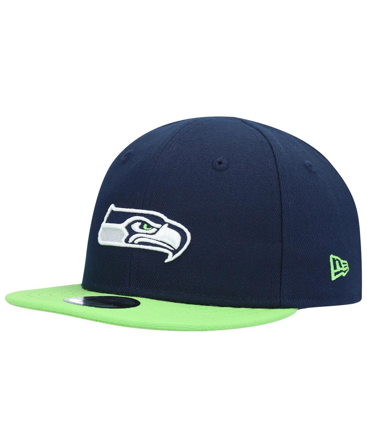 New Era Babies' Infant Unisex  College Navy, Neon Green Seattle Seahawks My 1st 9fifty Adjustable Hat In Navy,neon Green