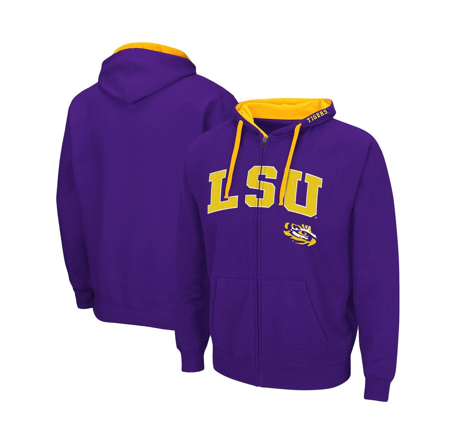 Men's Purple LSU Tigers Big and Tall Full-Zip Hoodie