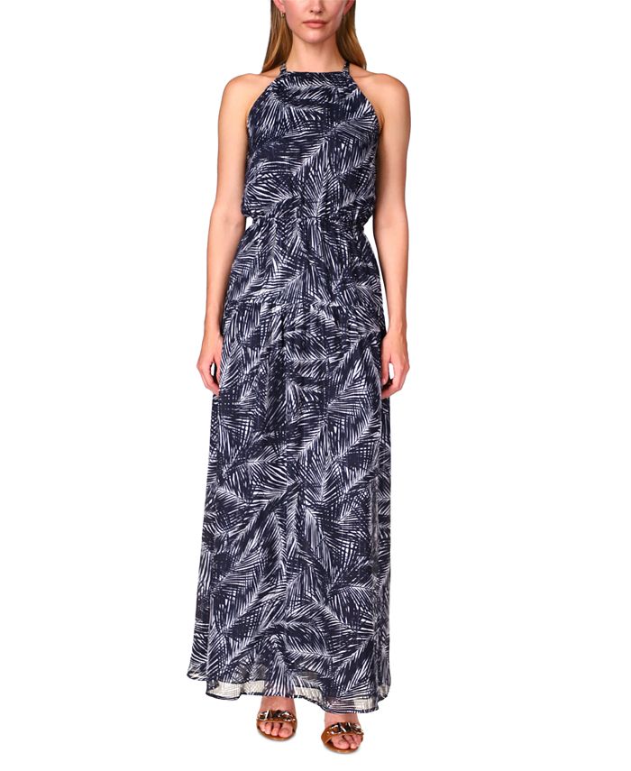 Michael Kors Petite Palm-Print Maxi Dress - Macy's