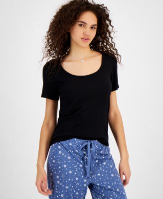 Jenni Women's Ribbed Pajama Short-Sleeve Shirt, Created for Macy's ...
