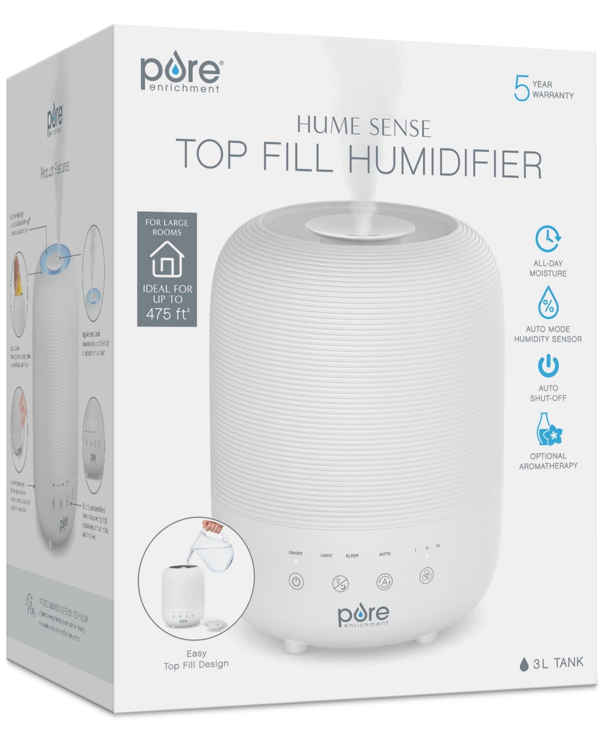Pure Enrichment Hume Sense Top-fill Humidifier In White