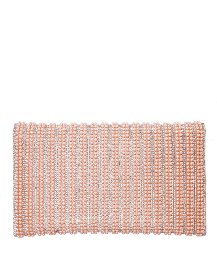 Faux Pearl Studded Transparent Envelope Clutch
