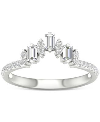Diamond Baguette & Round Band (1/3 ct. t.w.) in 14k White Gold