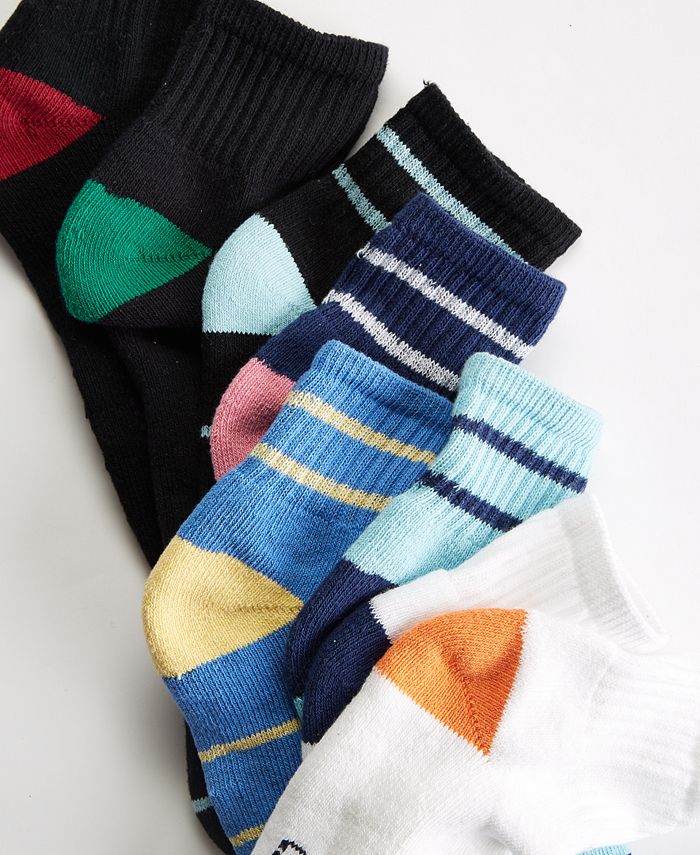 Club Room Men's 8pk. Stripe & Solid Quarter Socks, Created for Macy's ...
