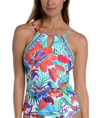 Photo 1 of La Blanca Women's Tropics Tummy-Control Keyhole Tankini Top SIZE  10